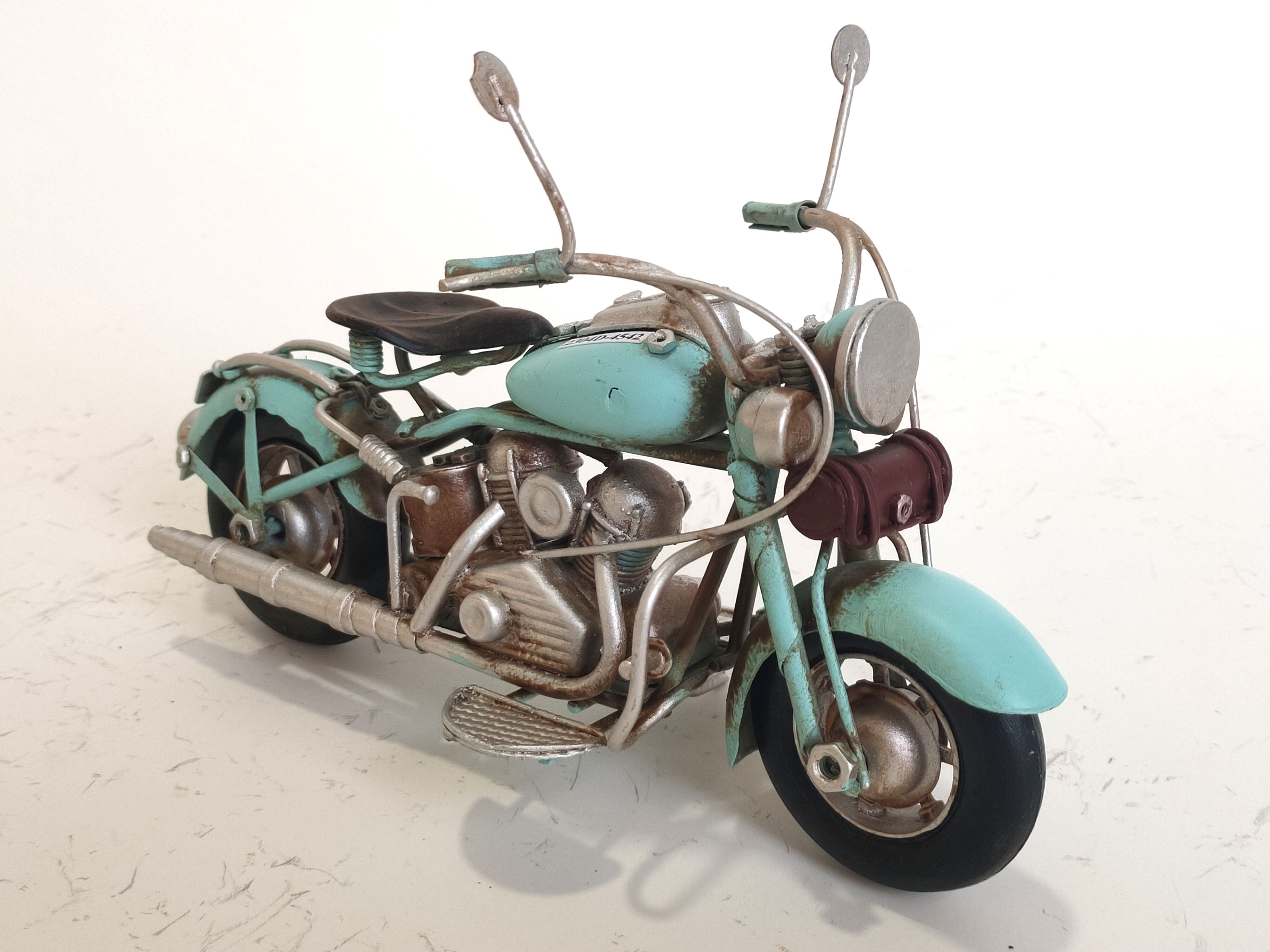 Buy Teal Vintage Metal Motorcycle Ornament